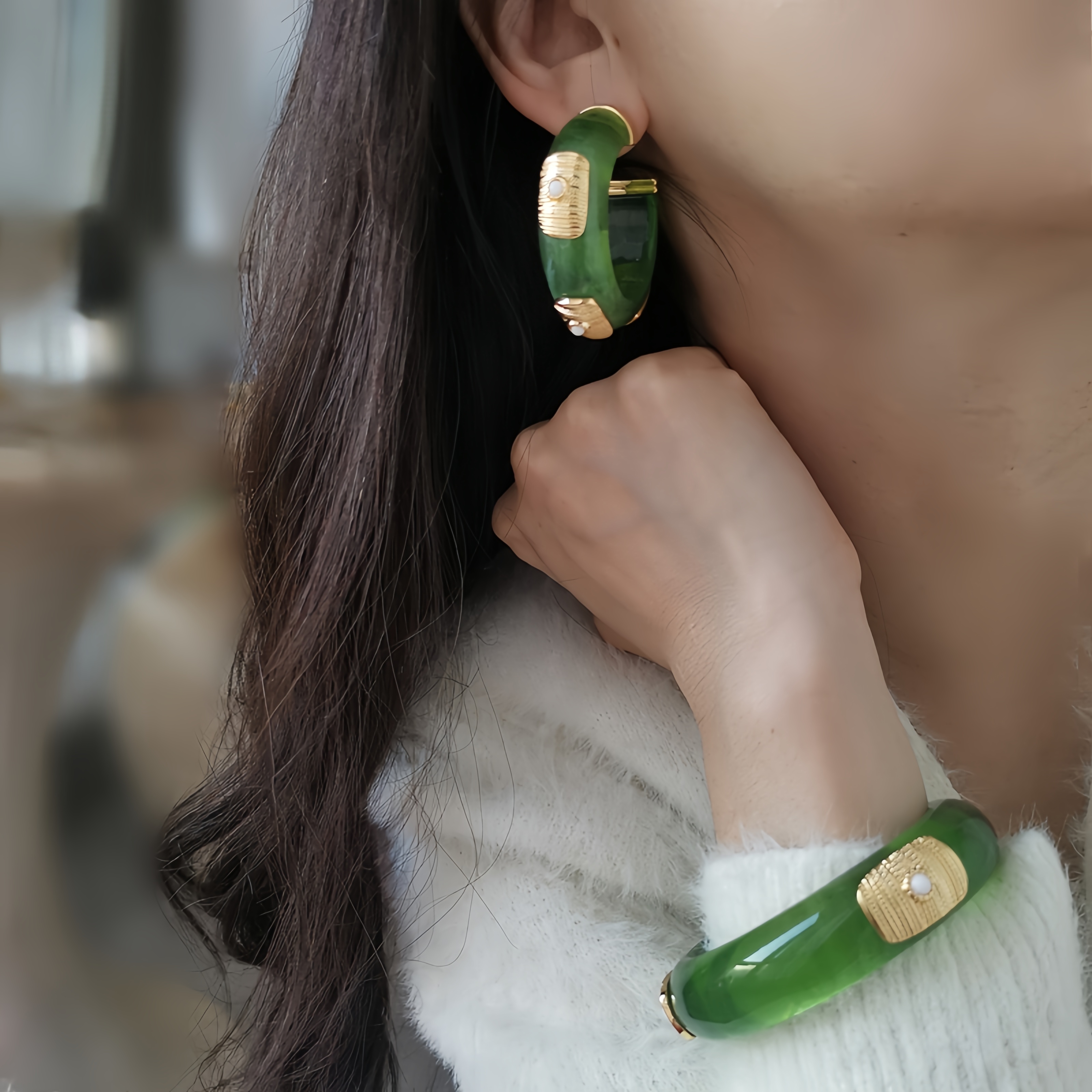 复刻中古风AB轻奢树脂耳环套装