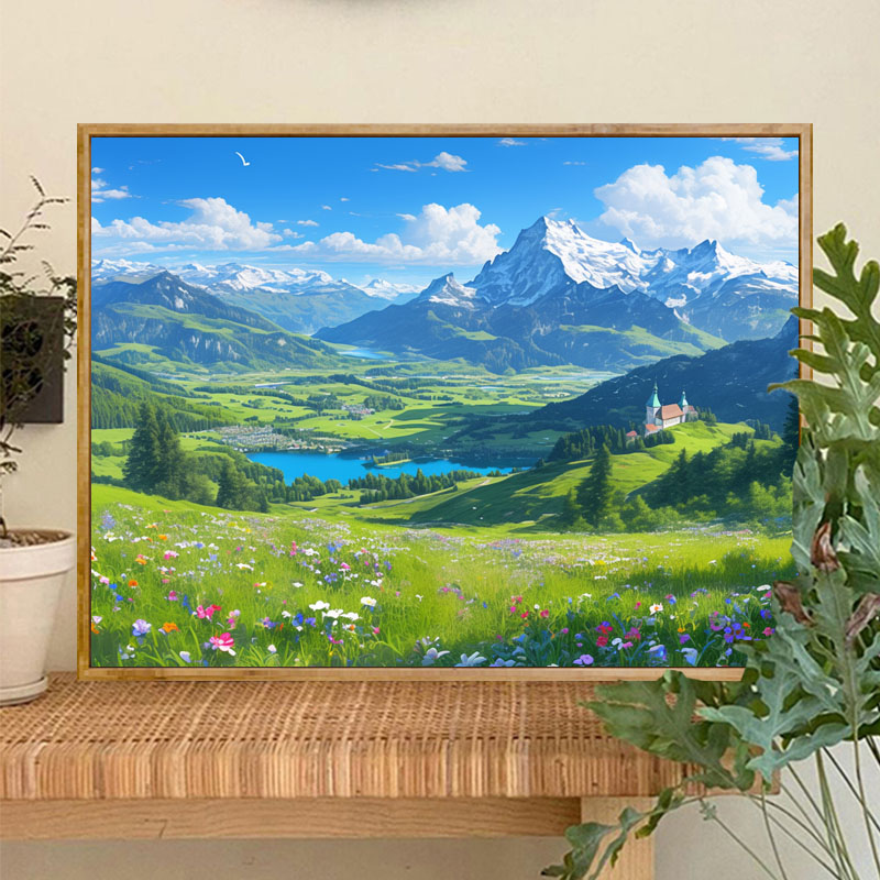少女峰 数字油画diy瑞士风景高级感治愈手工画丙烯填色摆件装饰画