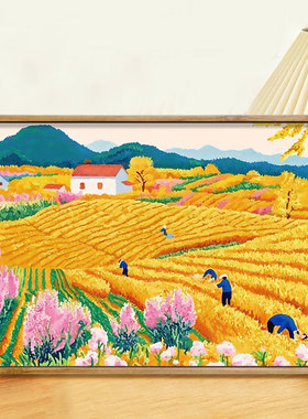 金秋丰收 数字油画diy梵高风高级感治愈手工画涂鸦填色摆件装饰画