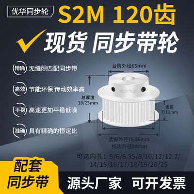 同步带轮S2M120齿BF型齿宽7/11内孔1214151617181920齿轮带同步轮