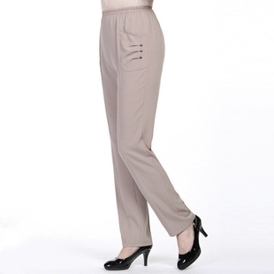 伊玟中老年女裤婆婆松紧腰宽松大码夏季妈妈裤高腰老年人裤子特价