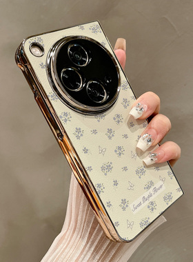 热瓜适用OPPOFindN5手机壳折叠屏保护套高档紫色蝴蝶小碎花电镀金边新款气质findn3/findn2奢华全包潮防摔套