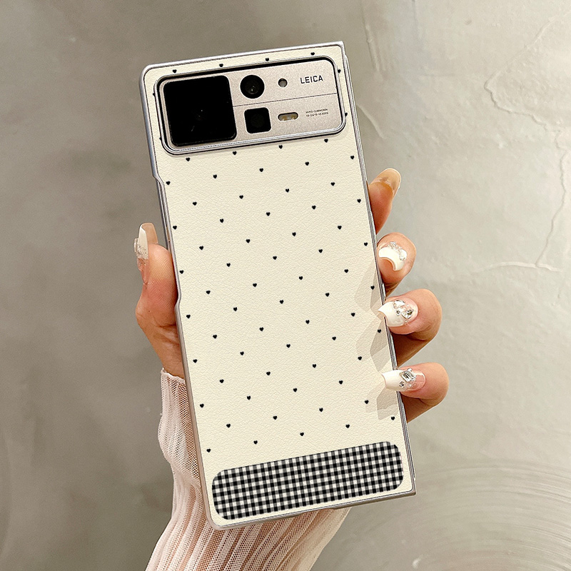热瓜适用小米MIXFold4手机壳折叠屏保护套银色小清新小点爱心创意油边新款气质mixfold3高档mixfold2全包潮套