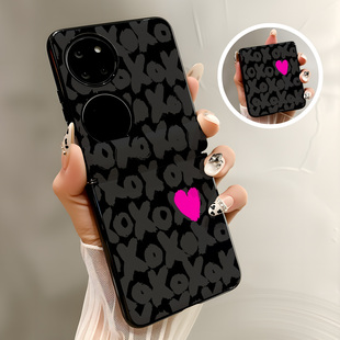 热瓜适用于华为Pocket2 高档磁吸中轴皮纹折叠保护套高级感全包防摔套创意xoxo粉色爱心 P50pockets手机壳新款