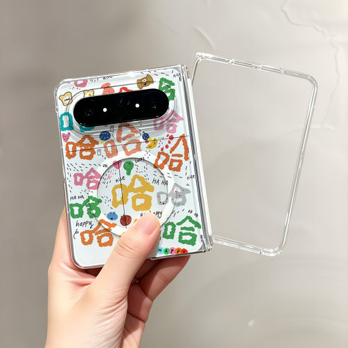 热瓜适用于华为PuraXMax手机壳折叠保护套新款中轴/背面无线磁吸UV透明壳典藏高档全包防摔套涂鸦彩色哈哈哈