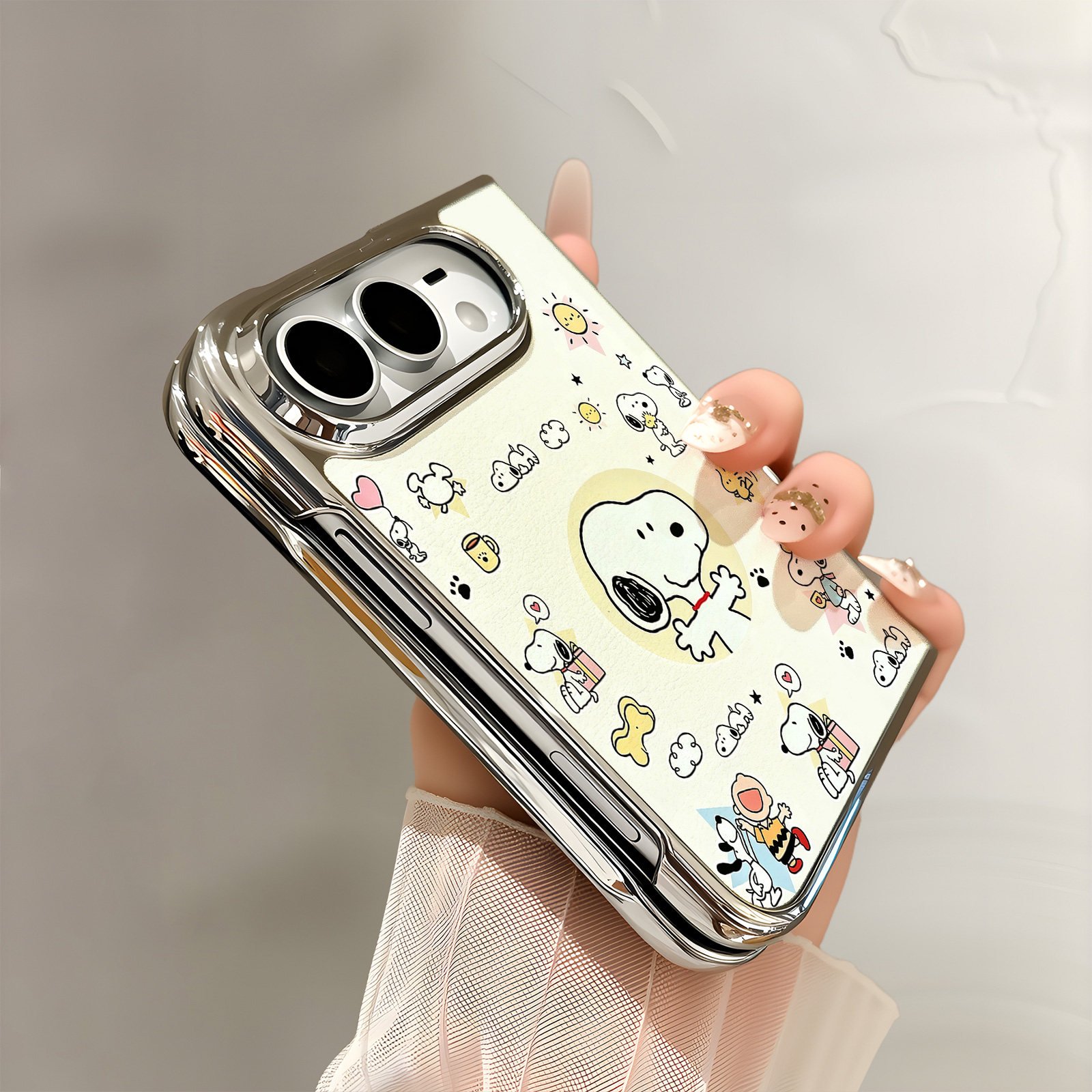 热瓜适用于苹果iPhoneDuo手机壳折叠屏保护套新款电镀皮纹/内置无线磁吸圈带前框高档全包防摔套可爱拥抱小狗