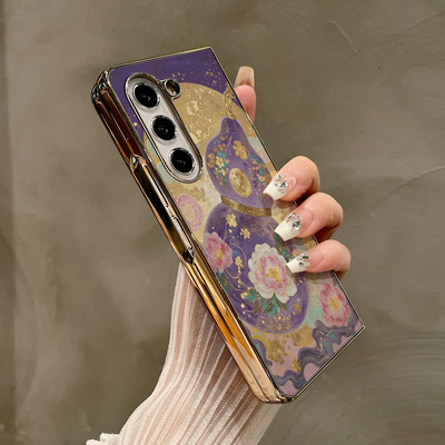 热瓜适用于三星GalaxyZFold7/6/5/4/3手机壳折叠屏保护套新款高档气质电镀金边高级感全包防摔套油画紫金葫芦
