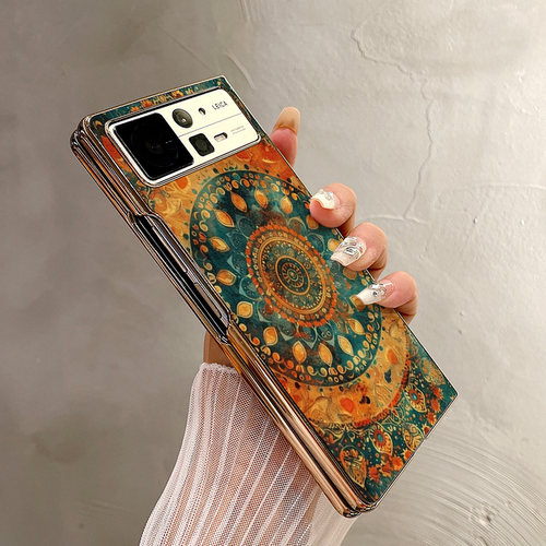 热瓜适用小米MIXFold4手机壳折叠屏保护套复古敦煌国潮图腾电镀金边新款气质mixfold3高档mixfold2全包潮流套