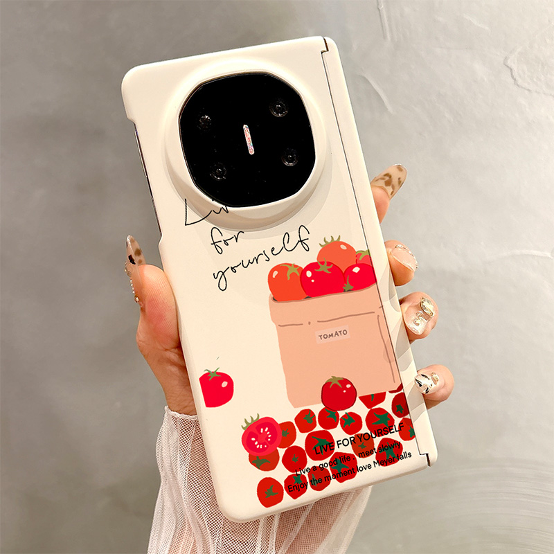 热瓜适用华为MateX7/X6/X5/X3手机壳新款高档肤感中轴磁吸折叠外壳保护套全包防摔套气质时尚爱生活红色番茄