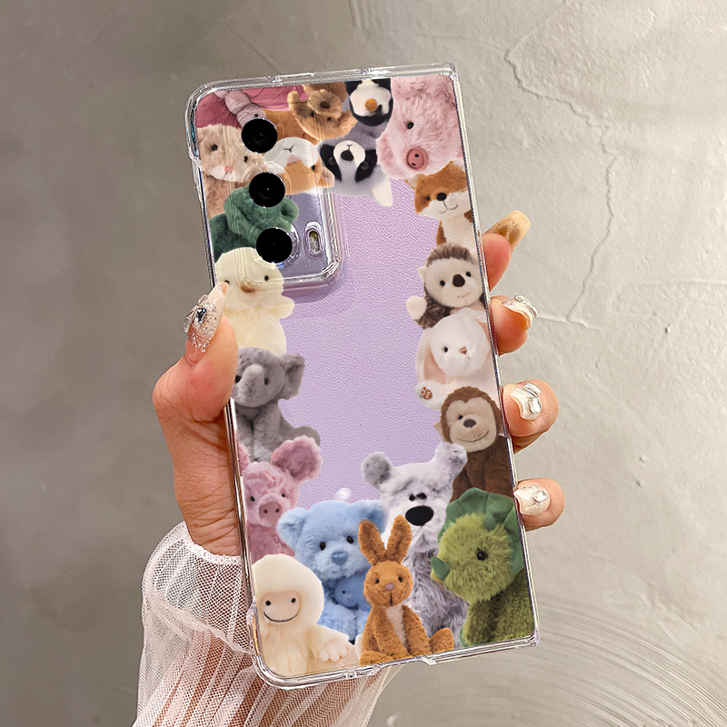 热瓜适用于荣耀MagicV5/V3/VS3/V2RSR/VS2手机壳折叠保护套新款高档气质UV透明壳全包防摔套毛绒动物娃娃打印