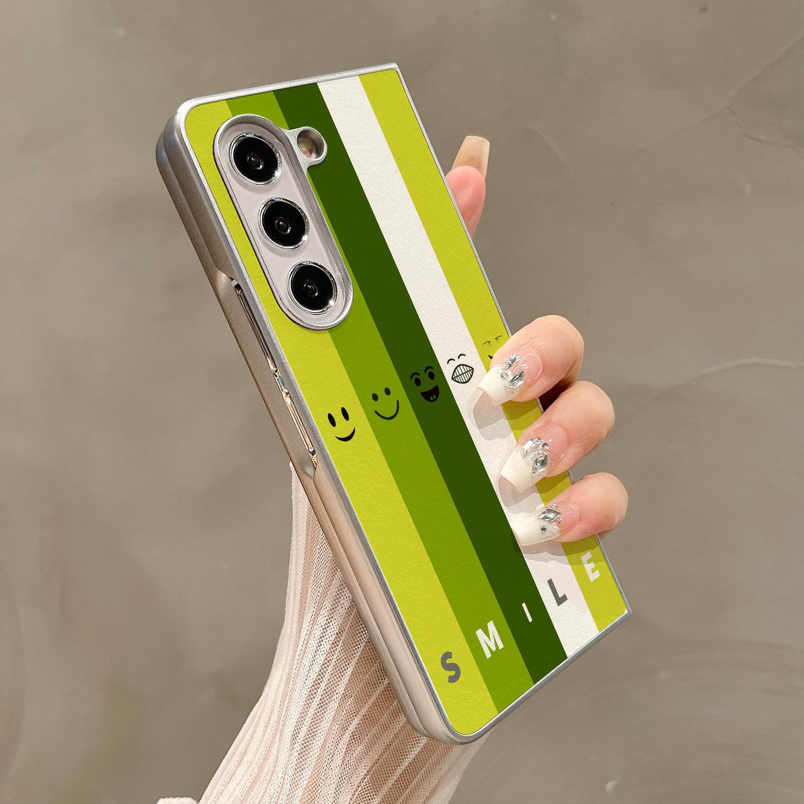 热瓜适用于三星GalaxyZFold7/6/5/4/3手机壳折叠屏保护套高档翻盖拼色笑脸表情银色油边新款高级感全包防摔套
