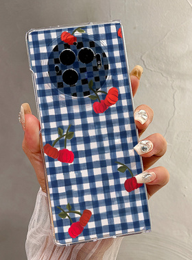 热瓜适用VIVOXFold5手机壳折叠屏保护套蓝格子红色车厘子UV透明壳新款气质xfold3pro/xfold2高档翻盖全包潮套