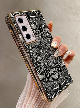 热瓜适用于荣耀MagicV5/V3/VS3/V2RSR/VS2手机壳折叠屏保护套新款高档气质电镀金边全包潮防摔套黑白图腾花纹