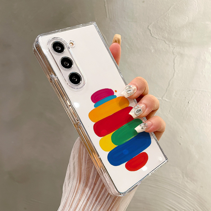 热瓜适用于三星GalaxyZFold7/6/5/4/3手机壳折叠屏保护套高档Luck彩虹幸运撞色UV透明壳新款高级感全包防摔套