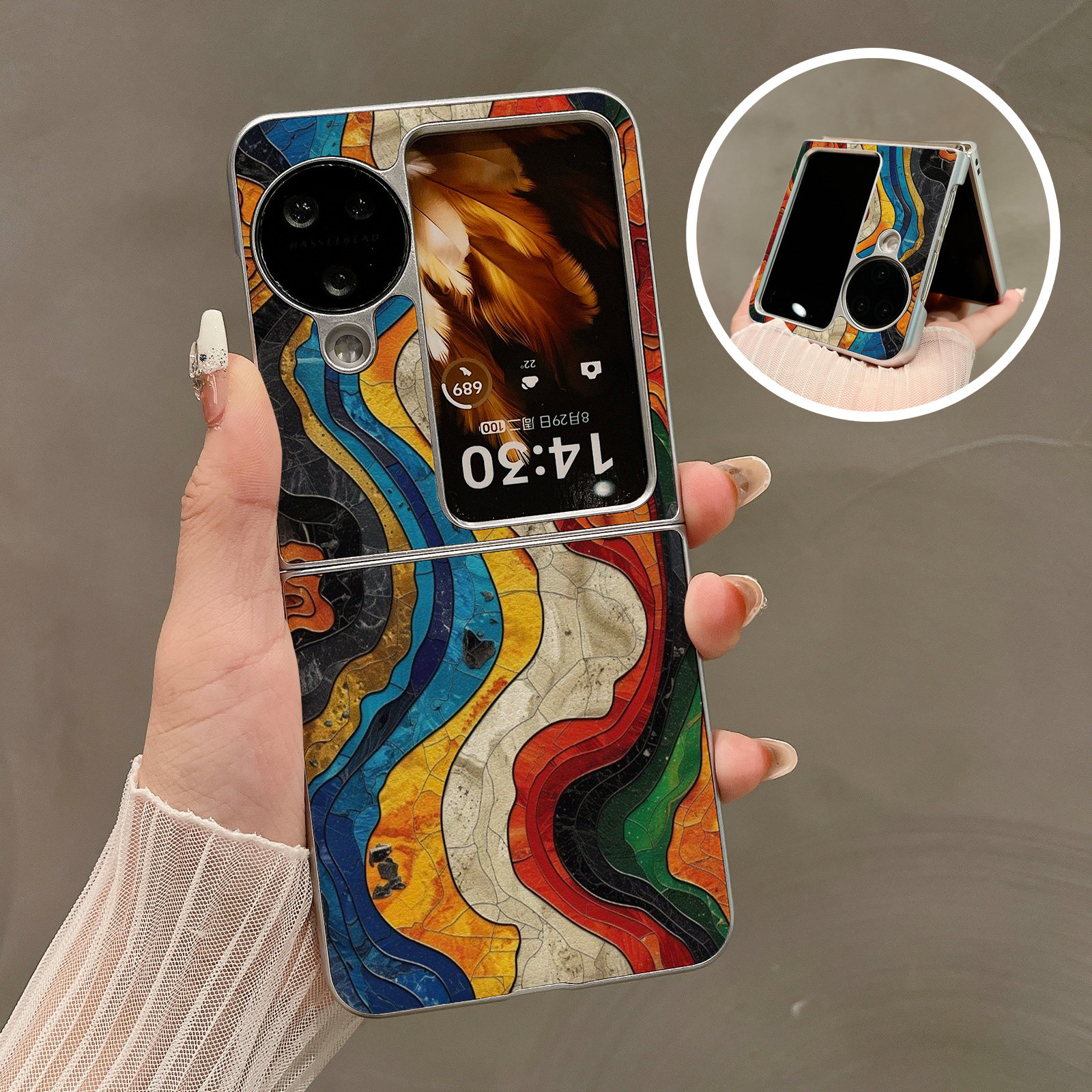 热瓜适用OPPOFindN3flip手机壳折叠屏保护套银色拼色艺术感波浪纹油边新款气质findn2flip高档奢华翻盖全包套,3C数码配件,手机保护套/壳,淘宝优惠券,粉丝福利购,淘宝优惠卷