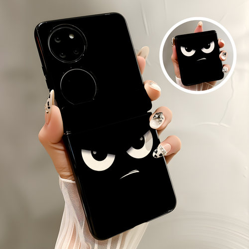 热瓜适用于华为Pocket2/P50pockets手机壳新款高档磁吸中轴皮纹折叠屏保护套高级全包防摔套暗黑个性生气表情