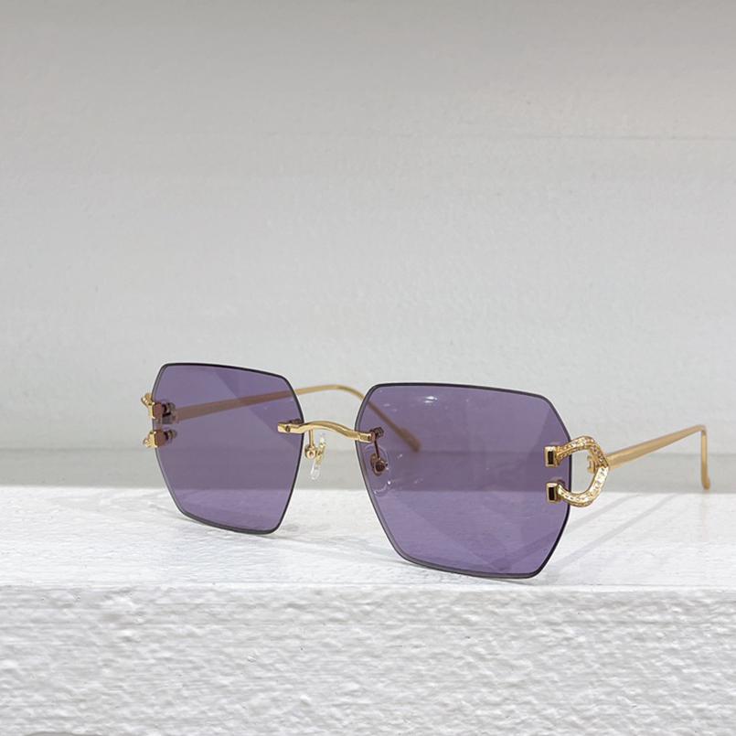 金属方形无框太阳眼镜女士0577S时尚遮阳墨镜男可配近视紫粉茶灰