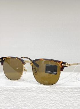 金属板材方形太阳眼镜男士0364S时尚遮阳墨镜女防紫外线玳瑁色黑