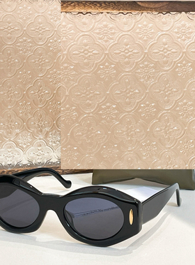 时尚网红风椭圆太阳眼镜5097S男女通用情侣风遮阳墨镜防紫外线黑