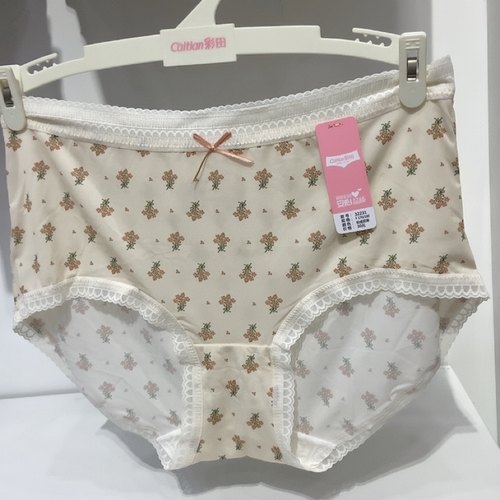 彩田内裤柔滑速干冰丝透气舒适茶多酚底裆中腰甜美女式印花32231