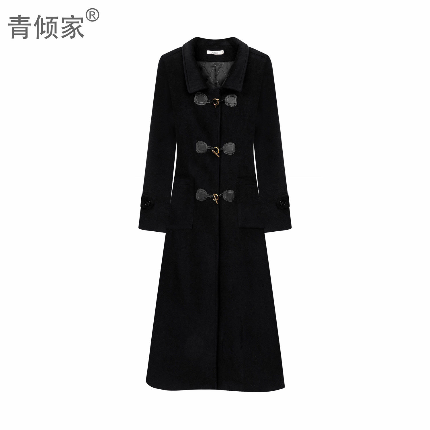 冬季复古高级感黑色外套女显瘦时尚气质大衣【青倾家】
