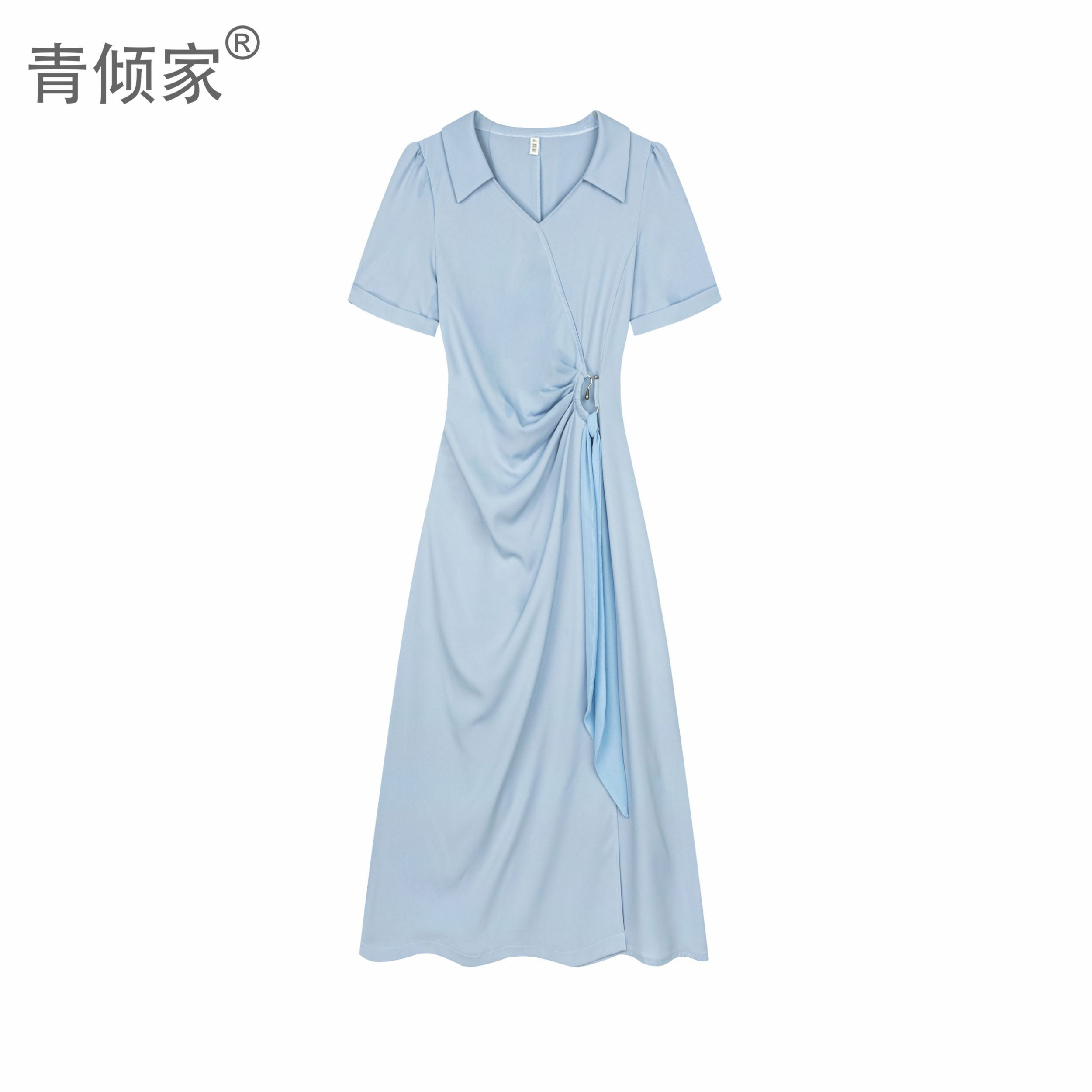 青倾家【茉海听风】法式气质高级感收腰显瘦蓝色连衣裙