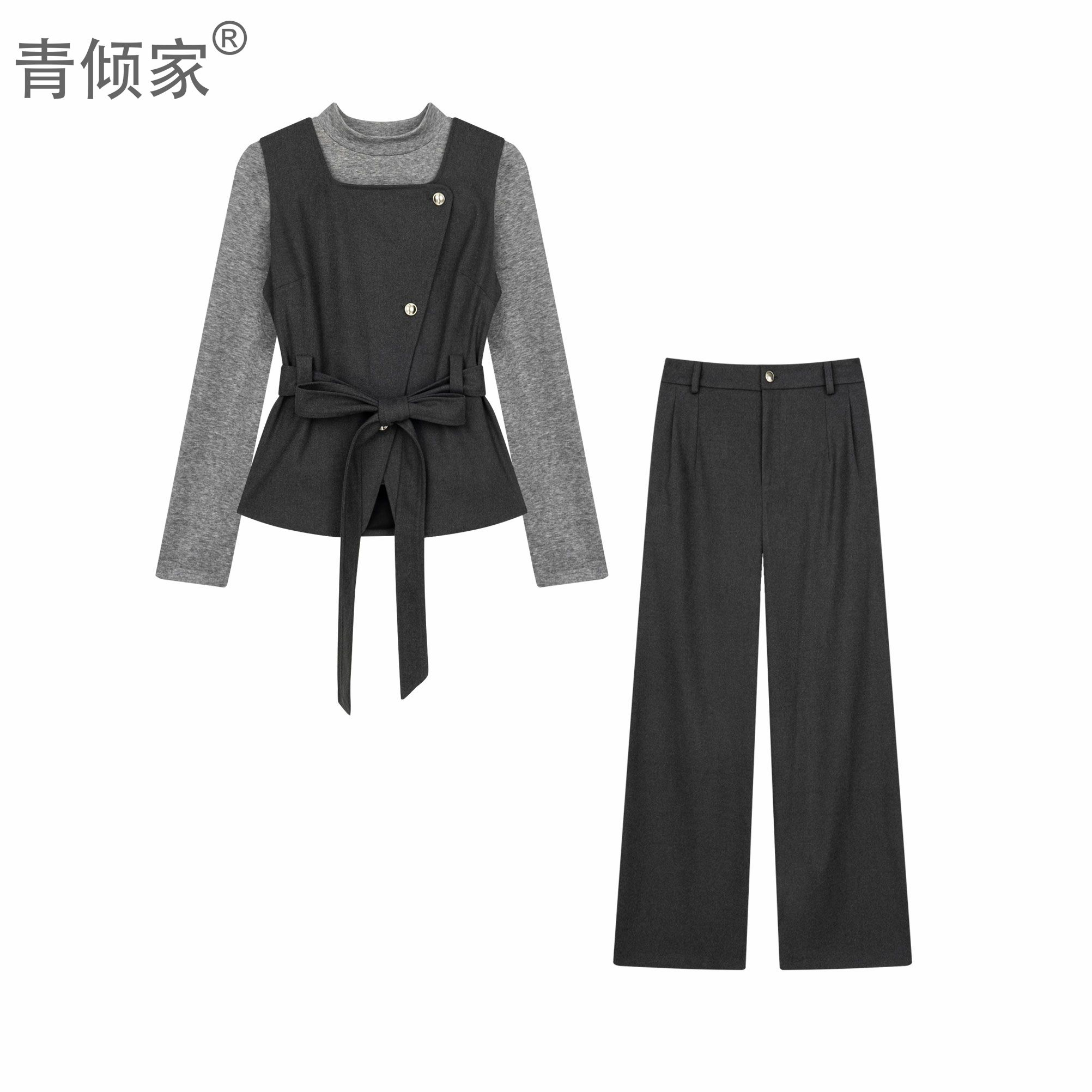 青倾家【奥法庄园】秋装新款穿搭秋冬减龄巨好看马甲三件套