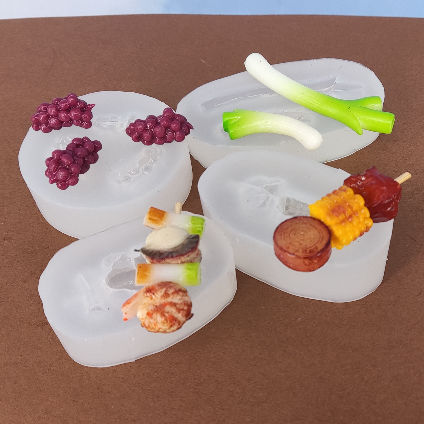 小葱葡萄虾仁扇贝串硅胶模具