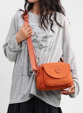 25新款半圆包女防水斜挎包经典单肩翻盖小方包洋气轻帆布包贝壳包