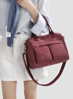 2025新款复古帆布包手提包潮流女士逛街单肩包休闲斜挎包尼龙布包