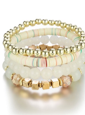 【珠黛饰品】夏季女式手饰欧美时尚清爽菱角手链 五色