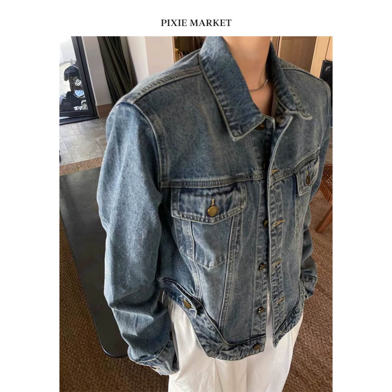 pixiemarket不规则百搭牛仔夹克