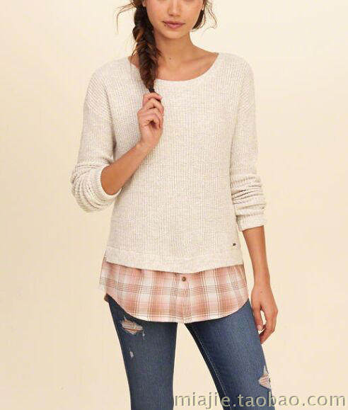 Shanghai goods in stock U.S.A hollister Female models hco T-shirts soft Socket Plaid Hem sweaterin the Women's clothing/Boutique , Sweaters  category - from Buy2taobao.com to provide professional Taobao agent buy service