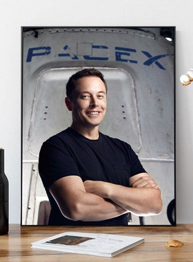 ElonMusk埃隆马斯克企业家名人航天航空办公室励志装饰画海报挂画