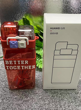 华为礼品双饮吸管杯子运动水壶