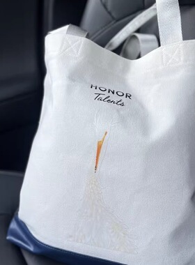 荣耀honor托特包新帆布包大容量手提袋通勤包单肩包白色男女通用