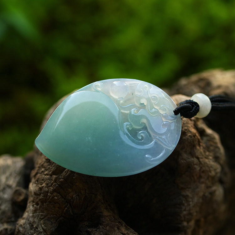 春带彩紫绿翡翠生肖龙挂件寿桃吊坠糯冰种天然A货缅甸玉石 0367