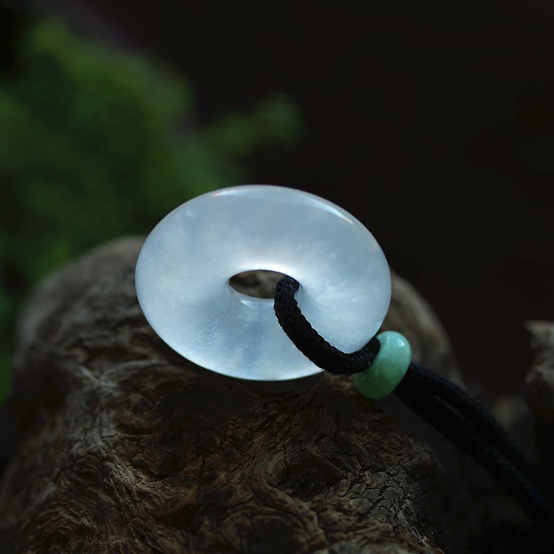 冰种翡翠a货平安扣挂件怀古吊坠缅甸玉石天然珠宝首饰证书 0655