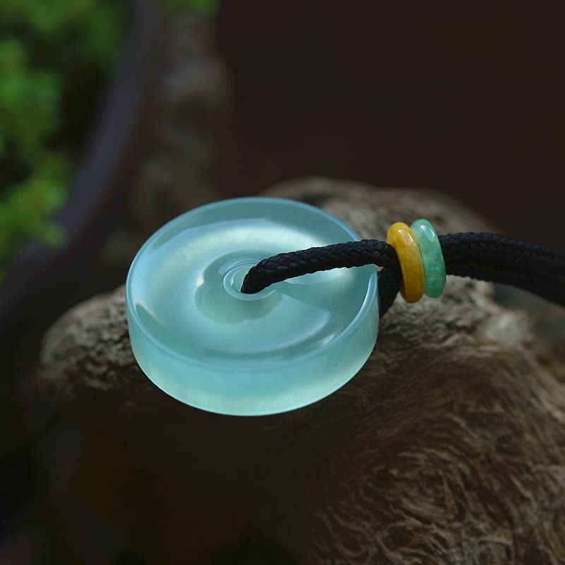 冰种晴水翡翠a货平安扣挂件缅甸玉石怀古吊坠天然珠宝证书 0866