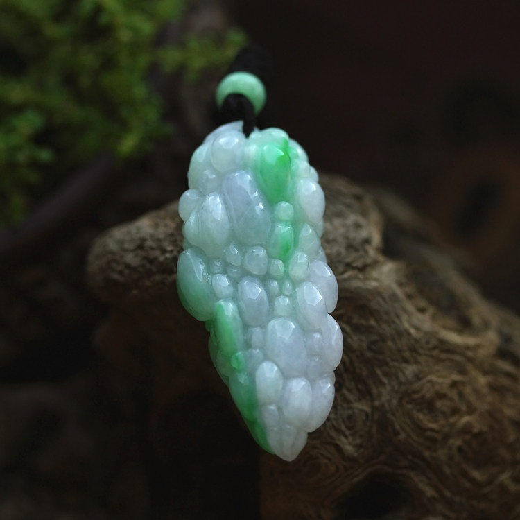 紫绿春带彩翡翠福瓜挂件福禄寿吊坠阳绿糯种缅甸玉石天然a货 0501