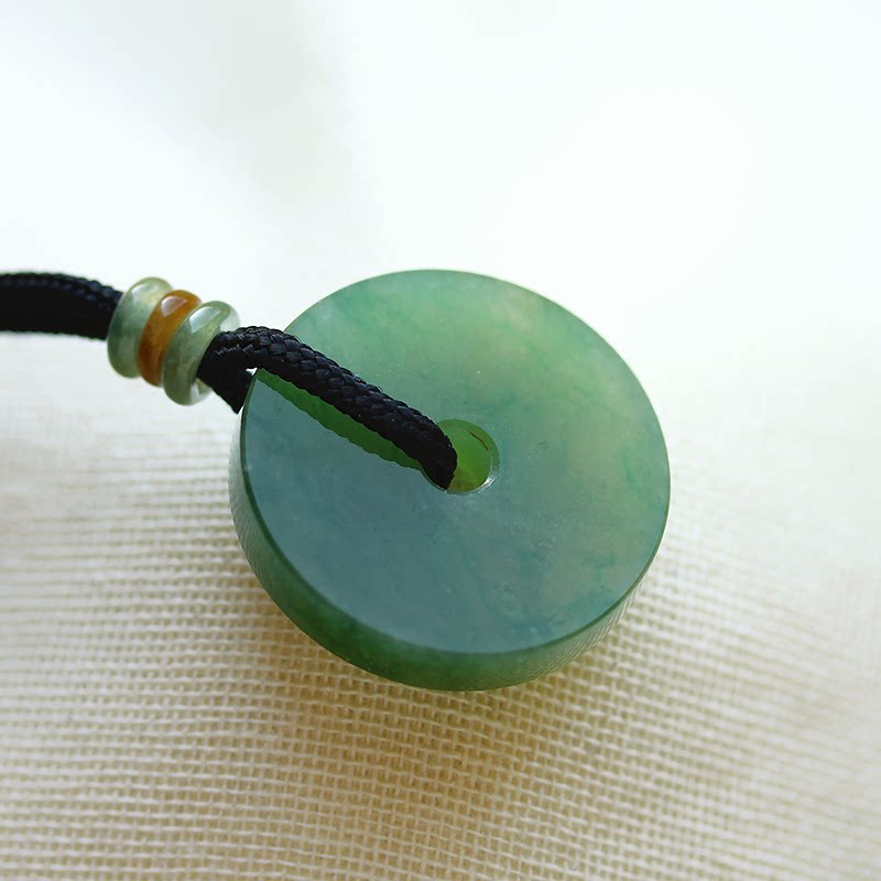 飘满绿花翡翠a货平安扣怀古挂件吊坠糯冰种天然缅甸玉石瑞丽 0122