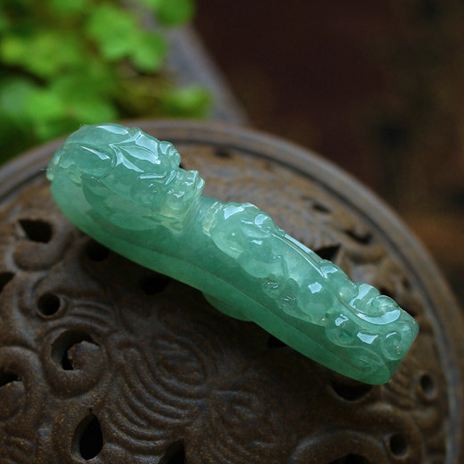 老蓝水冰种翡翠貔貅龙钩挂件仿古吊坠天然A货缅甸玉石望子成龙528