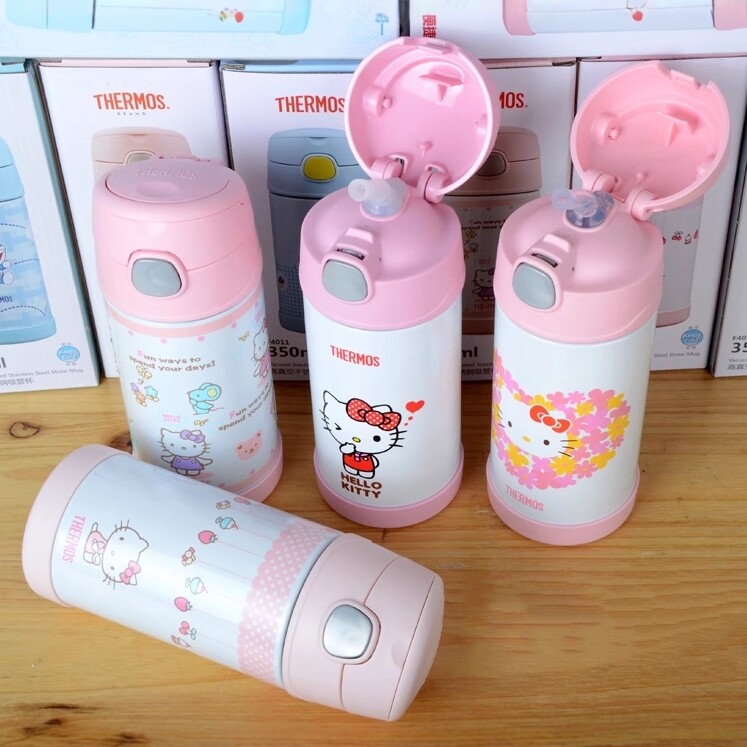 膳魔师儿童卡通不锈钢吸管杯防漏宝宝保温水杯F4011 TCMI-400 FFG