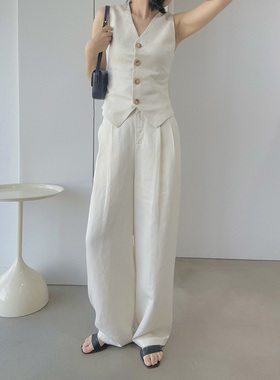 LSD法式大气场显高显瘦直筒垂感天丝麻气质御姐风阔腿长裤休闲裤