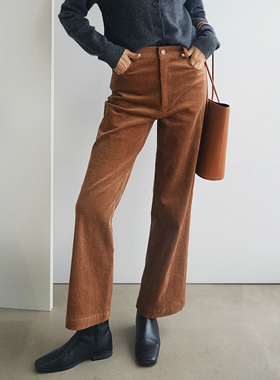 LSD秋冬好版型美拉德灯芯绒全长休闲裤高腰显瘦直筒复古柔软宽松