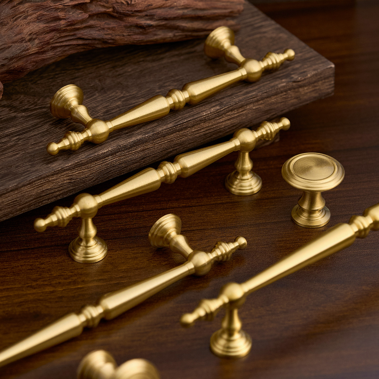 法式复古黄铜拉手衣柜门橱柜抽屉美式古铜色家具柜子纯铜单孔把手