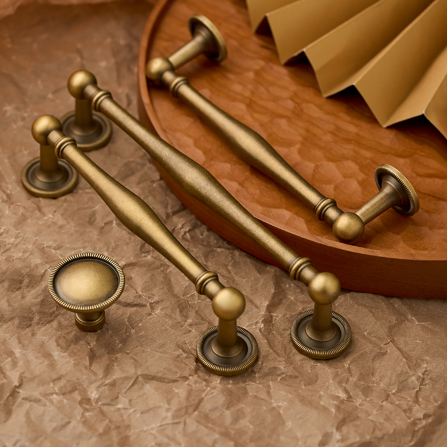 屿铜法式复古柜门纯黄铜拉手衣柜门橱柜抽屉柜子古铜色全铜长把手