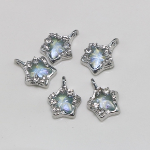 保色电镀合金点钻细闪五角星球星星 DIY耳环吊坠手链项链饰品配件