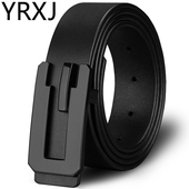带男潮 中年裤 休闲男士 皮带真皮平滑扣腰带男头层牛皮青年腰带个性