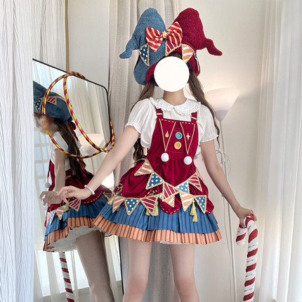 星海之梦lolita圣诞节条纹提拉可爱回转马戏团洛丽塔背带裙